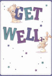 This joyful get well card brings together the playful spirit of Clapham's community with a comforting sense of companionship. On a backdrop of smooth, inviting cream, a sweet teddy bear and a notably floppy-eared puppy interact with the bold letters spelling out 'Get Well,' their bodies and paws engaged in a delightful dance that turns the message into a celebration. The colours-shades of deep indigo and tranquil teal-draw the eye, their vibrancy evoking the lively storefronts and markets of Clapham Old Town. Sprinkled across the scene, bright blue and purple stars twinkle with hopeful energy, suggesting the kind of warmth and optimism that flows through this leafy London neighbourhood. The meticulously drawn fur of the bear and the silky softness of the puppy's ears seem almost tangible, encouraging the same gentle comfort as a bouquet prepared with care and delivered to a home off Crescent Lane. The overall effect is one of radiant positivity: a visual embrace that not only sends heartfelt wishes but fosters genuine healing and reassurance, perfectly attuned to the thoughtful service and neighbourly spirit found throughout Clapham.